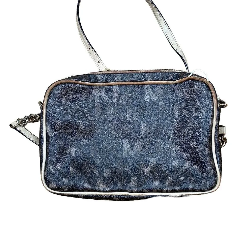 Michael Kors Brown‎ Logo Saffiano Leather Gold Chain Jet Set Small Crossbody
